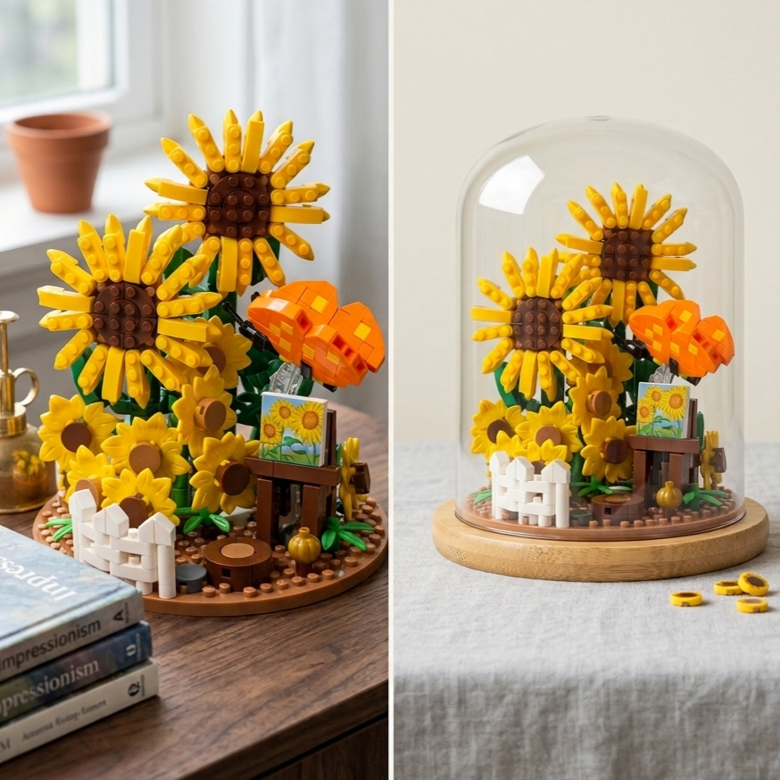 Girasol encapsulado base de madera