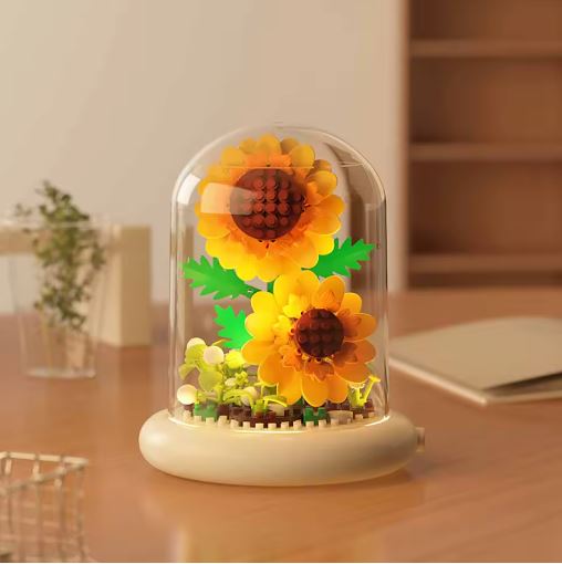 Flores encapsuladas con luces