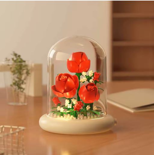 Flores encapsuladas con luces